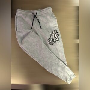 Original Deluxe Light Gray Sweatpants with Black Drawstring and Embroidered Logo